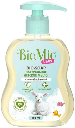 BioMio Гипоаллергенное детское жидкое мыло Baby BIO-SOAP для рук с дозатором, 300 мл