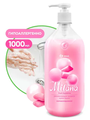 Milana Жидкое крем-мыло fruit bubbles, 1000 мл