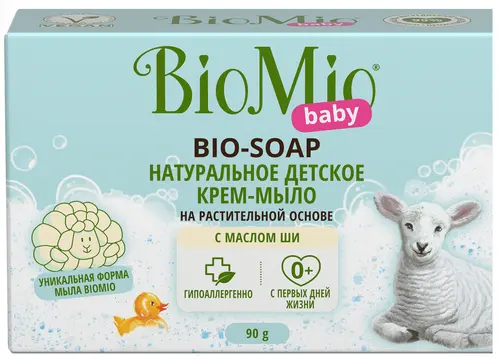 BioMio Натуральное детское твердое крем-мыло Baby BIO-SOAP с маслом ши, 90 г