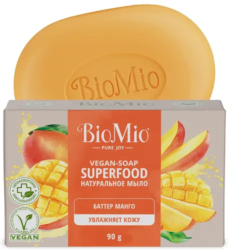 BioMio Натуральное туалетное мыло BIO-SOAP SUPERFOOD, манго, 90 г